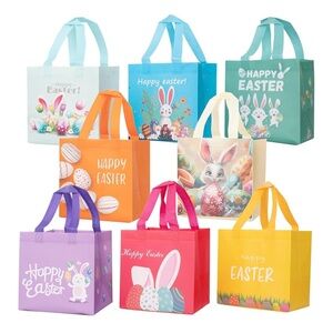 Reusable Easter Tote Bag for Egg Hunt Bunny Carrot Chick 8 Pack